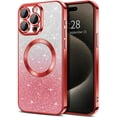 thumbnail image 1 of Cute Luxury Case for Apple iPhone 15 Pro Max Glitter Magnetic Case for Girls Women Bling Sparkle Shining Glitter Luxury, Red, 1 of 6