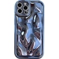 thumbnail image 1 of Cute Luxury Glossy Meteorite Texture Water Ripple Shape Camera Lens Protection Case, Electroplate Soft Shockproof Back Cover for iPhone 14 Pro (Blue), 1 of 8