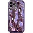 thumbnail image 1 of Cute Luxury Glossy Meteorite Texture Water Ripple Shape Camera Lens Protection Case, Electroplate Soft Shockproof Back Cover foriPhone 14. (Purple), 1 of 13