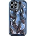 thumbnail image 1 of Cute Luxury Glossy Meteorite Texture Water Ripple Shape Camera Lens Protection Case, Electroplate Soft Shockproof Back Cover for iPhone 14 Pro Max (Blue), 1 of 9