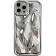 thumbnail image 1 of Cute Luxury Glossy Meteorite Texture Water Ripple Shape Camera Lens Protection Case, Electroplate Soft Shockproof Back Cover for iPhone 14 Pro Max (Silver), 1 of 11