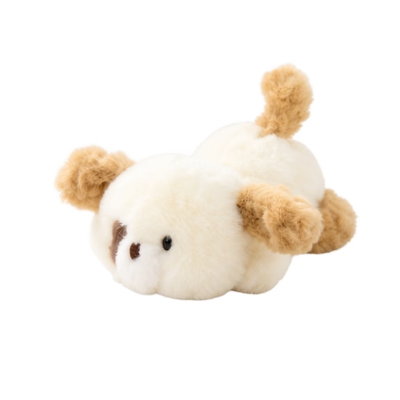 Cute Lying Dog Stuffed Animal, 6.7In Mini Bubble Curly Fleece Dog Plushie, Soft PP Cotton Filling Pocket Size Fluffy Doll, Kawaii Small Decor Gift for Kids Girls Birthday Party Favors