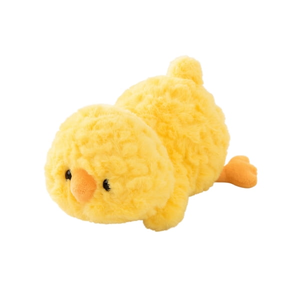 Cute Lying Duck Stuffed Animal, 6.7In Mini Bubble Curly Fleece Duck Plushie, Soft PP Cotton Filling Pocket Size Fluffy Doll, Kawaii Small Decor Gift for Kids Girls Birthday Party Favors