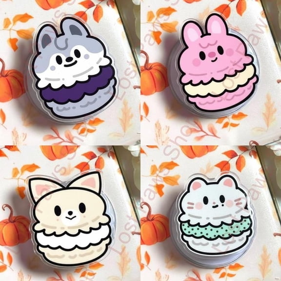 Cute Macaron Magnetic Phone Grip Holder, K-POP Aesthetic Phone & Tablet Stand, Universal Finger Ring Accessory, Random 1 Pack