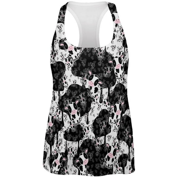 Cute Mad Cow Pattern All Over Womens Work Out Tank Top Multi 2XL