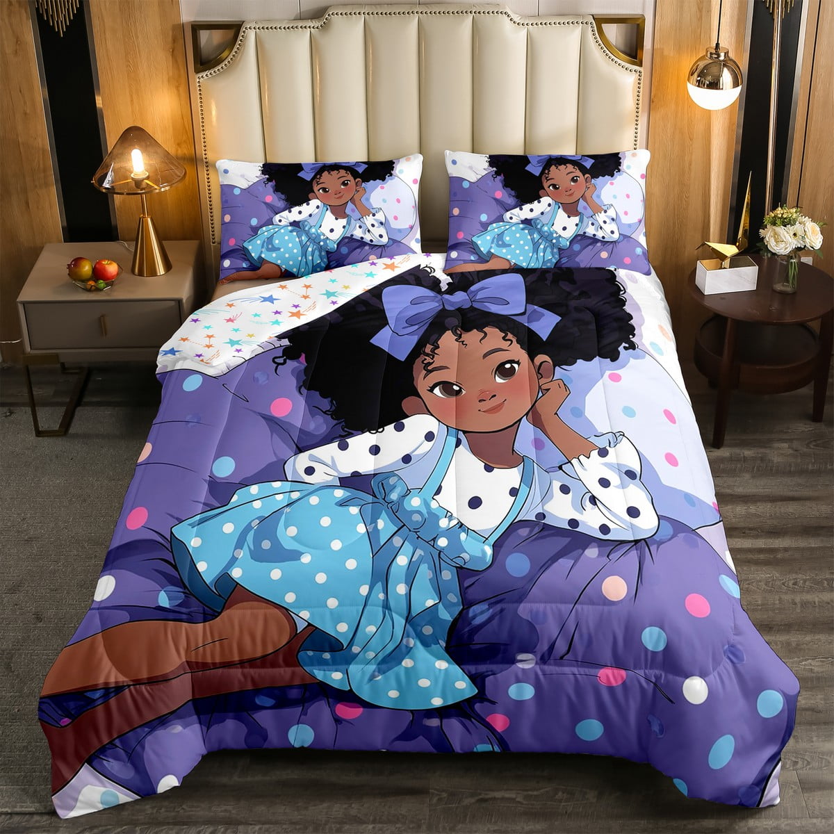 Black Girl Girls Queen Size Comforter Bedding Set American Girl Purple Bed  Justice Comforter Black Girl, image size:1200x1200