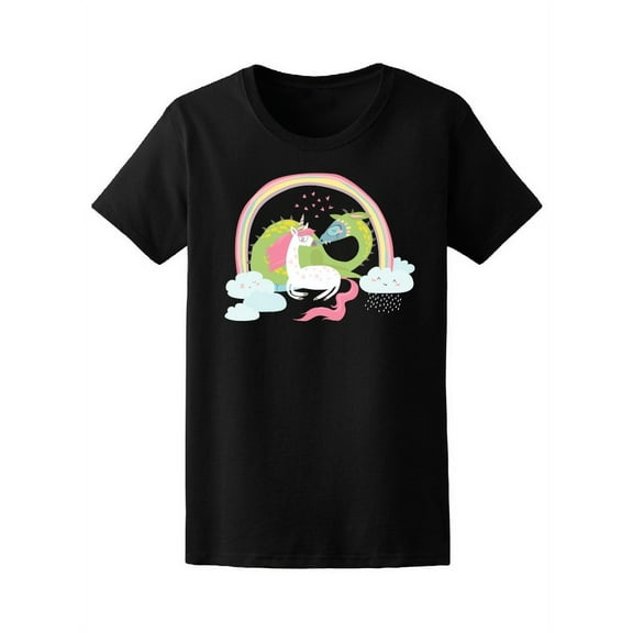 Cute Magic Dragon And Unicorn T-Shirt Women -Image by Shutterstock, Female x-Large