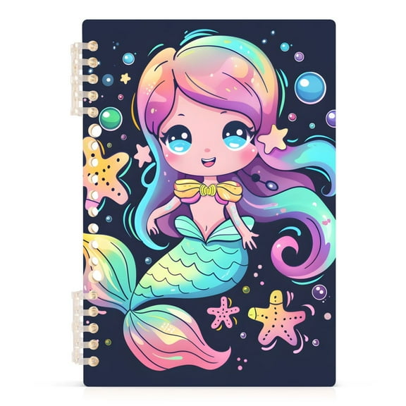 Cute Magic Mermaid Spiral Journal Notebook College Ruled Notebook 8.3" x 5.7" A5 Lined Thick Paper Page