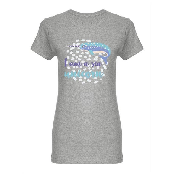 Cute Magic Narwhal Shaped T-Shirt Women -Image by Shutterstock, Female Medium