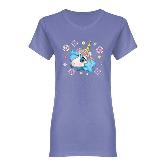 Cute Magic Unicorn Head Shaped T-Shirt Women -Image by Shutterstock, Female Large