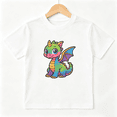 thumbnail image 1 of Cute Magical Dragon Girls Graphic Tee, Colorful Rainbow Fantasy 100% Cotton Kids Short Sleeve T-Shirt, 1 of 5