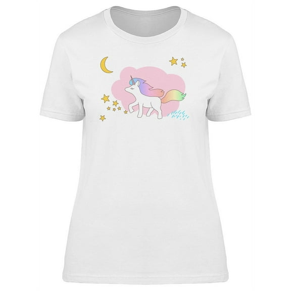 Cute Magical Unicorn Doodle T-Shirt Women -Image by Shutterstock, Female Medium