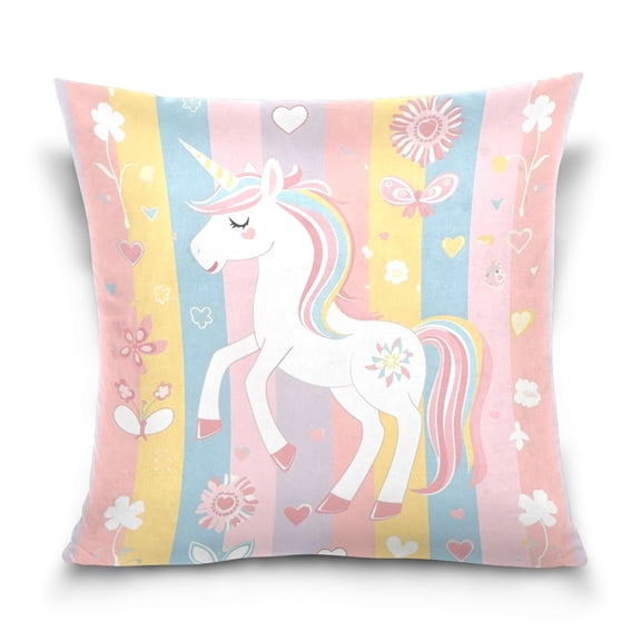 Cute Magical Unicorn Throw Pillow Covers Couch Pillowcases Decor for Bed Sofa 18" x 18"