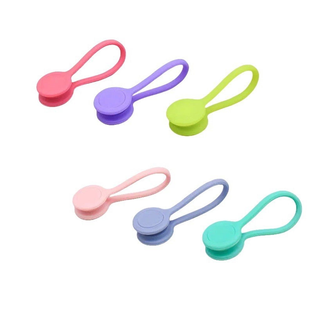 Cute Magnetic Cable Ties – 24 Pack, Reusable Silicone Cord Organizers for Home & Office, Strong Magnetic Hold, Double-Sided Colors, Perfect for Cable Management and Gift Idea