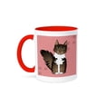 thumbnail image 1 of 3dRose, Cute Maine Coon Cartoon Cat - Brown Tabby with White - Rose with Pawprint, 15oz Two-Tone Red Mug, 1 of 7