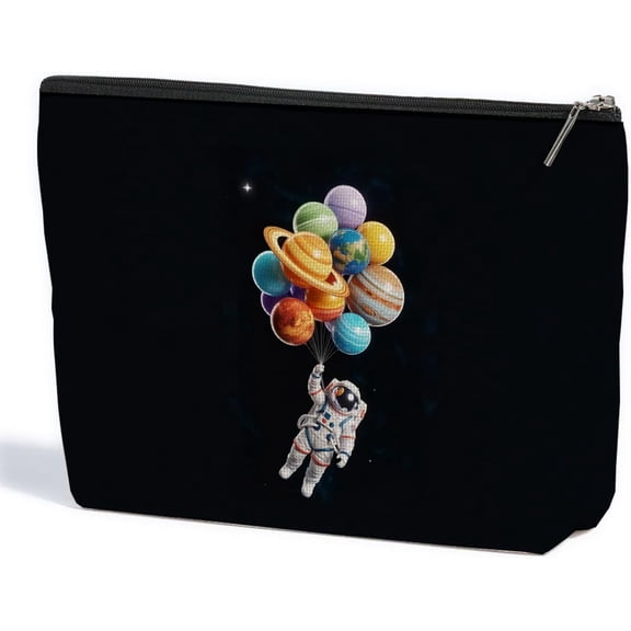 Cute Makeup Bag, Astronaut Planets Cosmetic Bag, Travel Bags for Toiletries Large acity Zipper Makeup Pouch, Christmas Birthday Gifts for Space Enthusiast Women Friend