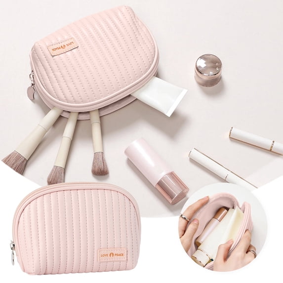 Cute Makeup Bag Mini Cosmetic Pouch for Women Small Quilted Beauty Organizer Handy Zipper Travel Accessory