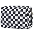 thumbnail image 1 of Cute Makeup Bag Travel Cosmetic Bag Organizer Toiletry Bag Make up Bags with Compartments Pouch Purse for Women & Men, Black Checkerboard, 1 of 7