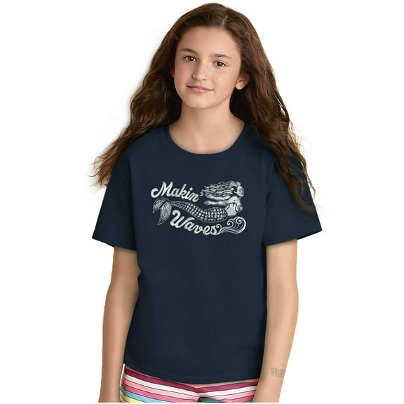 Cute Makin Waves Beach Mermaid Girls Kids T Shirt Tees Teen Brisco Brands S