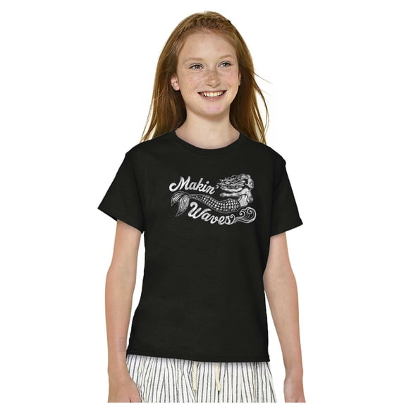 Cute Makin Waves Beach Mermaid Girls Kids T Shirt Tees Teen Brisco Brands S