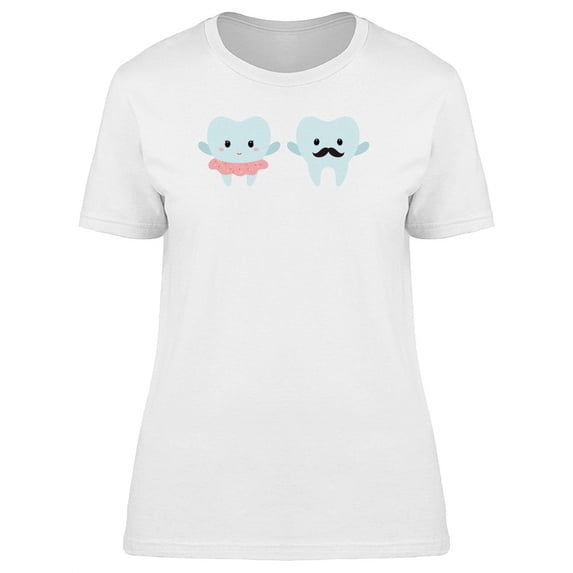 Cute Male And Female Teeth T-Shirt Women -Image by Shutterstock, Female x-Large