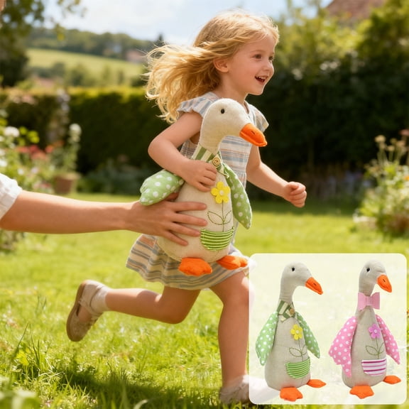 Cute Mallard Duck Fabric Ornament - Rustic Farmhouse Waterbird Critter Figurine for Home/Garden Decor, Durable Fabric Handicraft for Living Room/Porch Display, Country Home Accent, 10*6*4in, Green