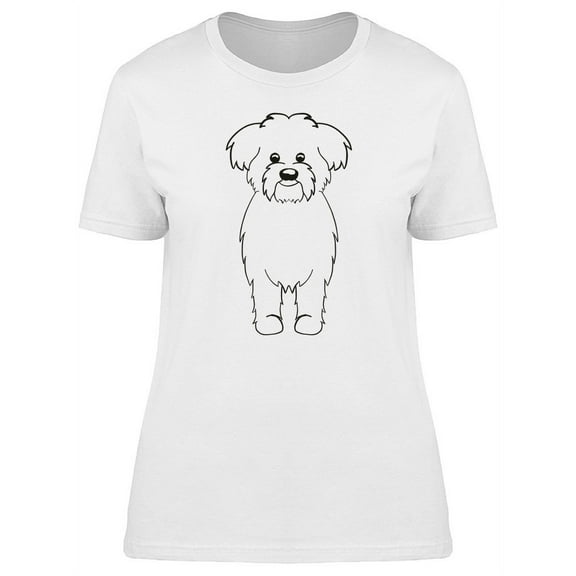 Cute Maltese Dog Sketch T-Shirt Women -Image by Shutterstock, Female x-Large