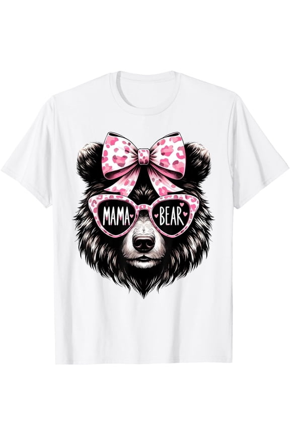 Cute Mama Bear Face Sunglasses Mom Mommy Funny Mother’s Day T-Shirt