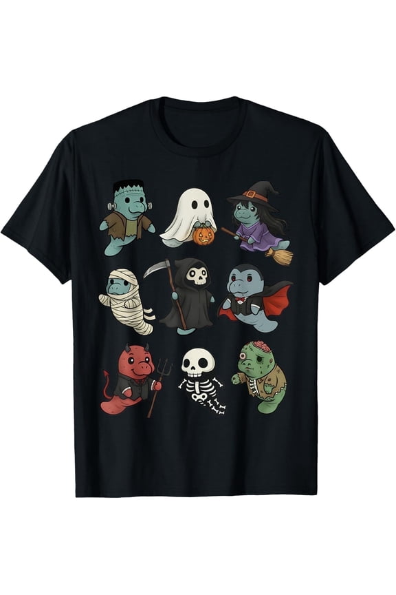 Cute Manatee Ghost Zombie Witch Halloween Costume T-Shirt