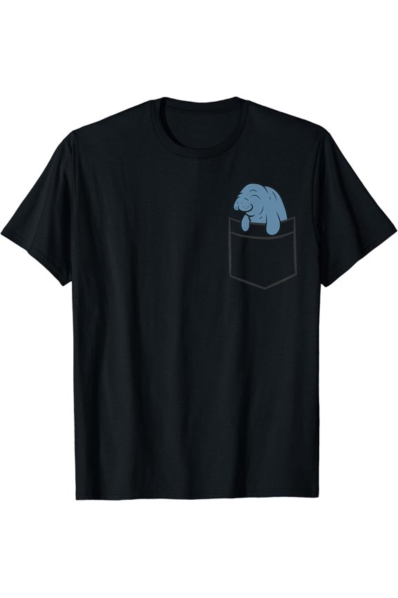 Cute Manatee In The Pocket Ocean Beach Vacation Manatee T-Shirt