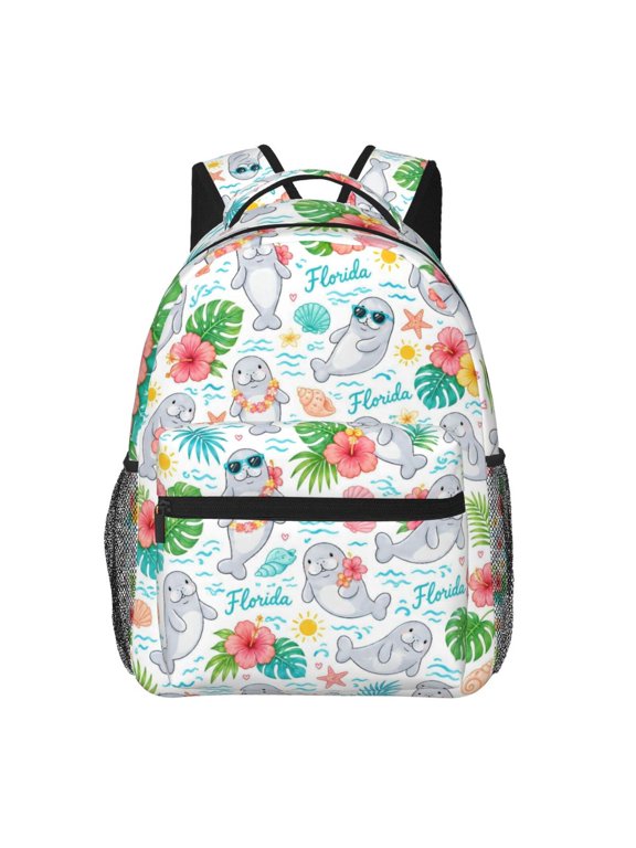 Cute Manatee Tropical Ocean Backpack Lightweight Travel Bag for Men and Women