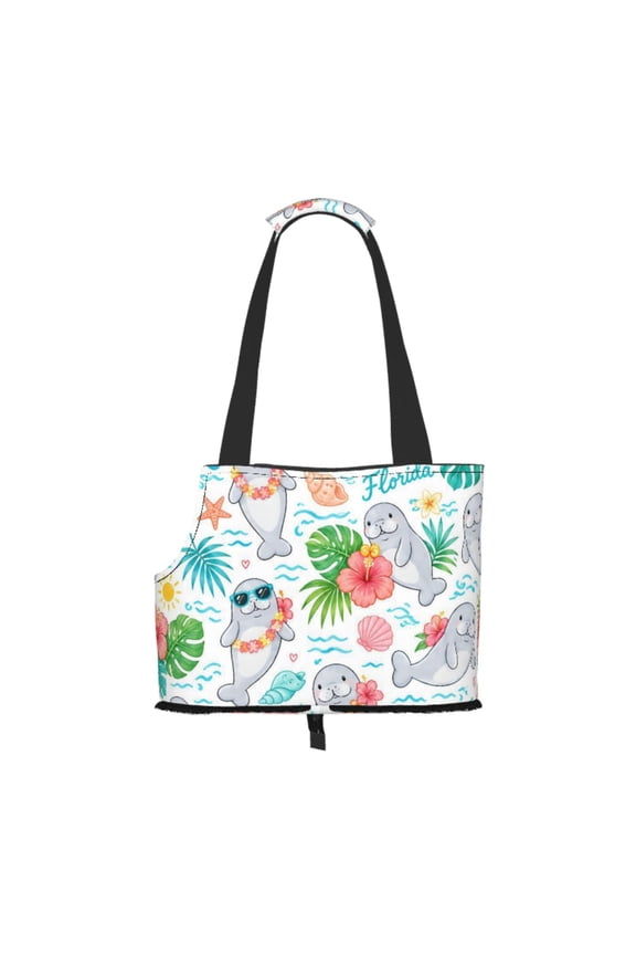 Cute Manatee Tropical Ocean Pet Tote Bag Lightweight Shoulder Bag for Shopping and Travel