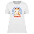 thumbnail image 1 of Cute Maneki Neko Kitty Cartoon T-Shirt Women -Image by Shutterstock, Female XX-Large, 1 of 2