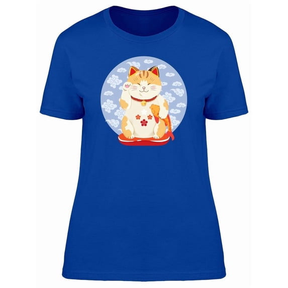 Cute Maneki Neko Kitty Cartoon Tee Women's -Image by Shutterstock