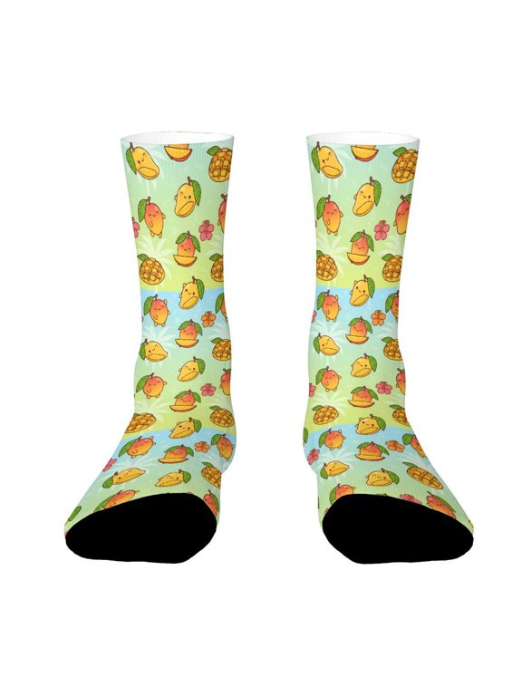Cute Mango Funny Novelty Crew Socks for Women Men Sports
