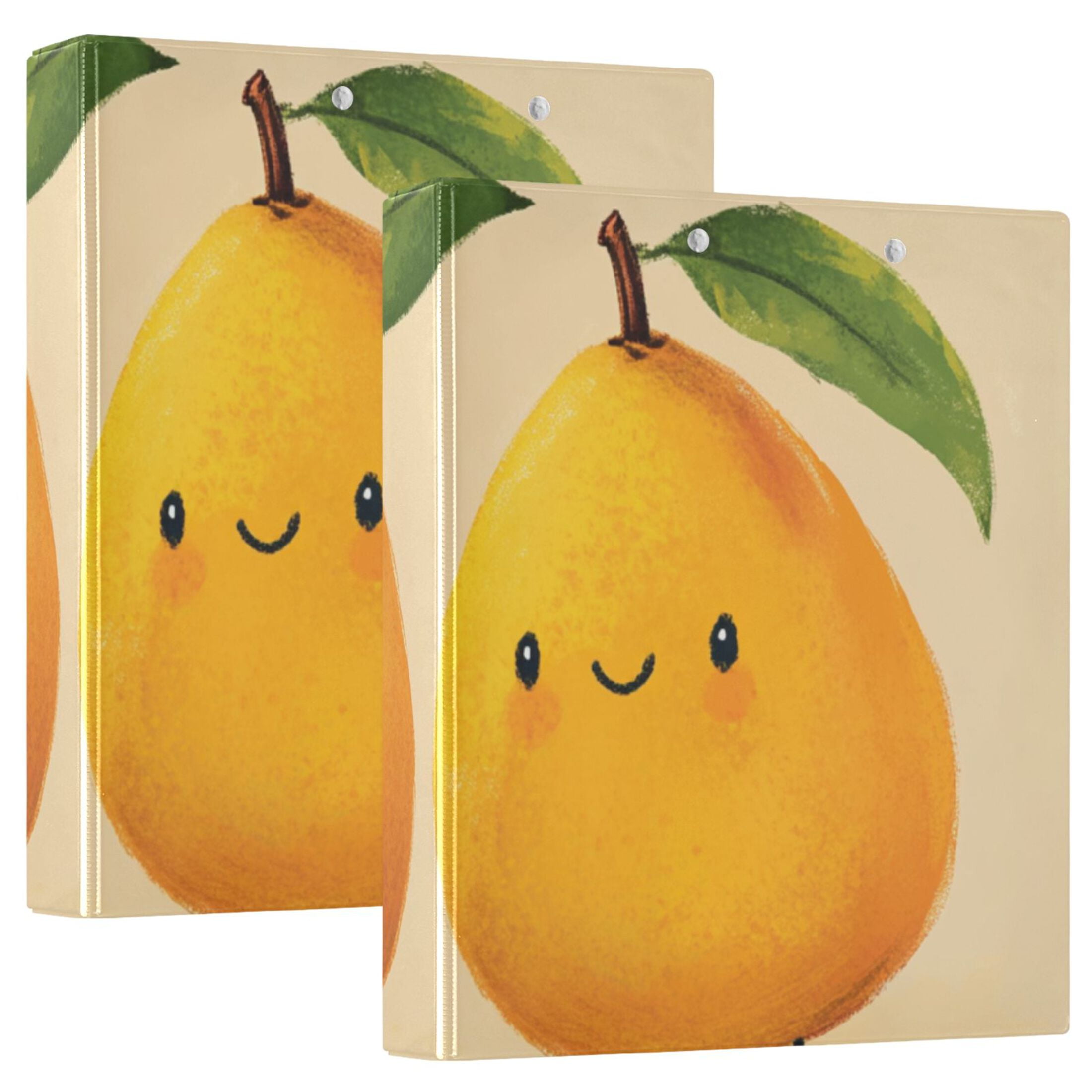 Cute Mangos 3 Ring Binders 1.5 inch Hardcover File Folders with Interior Pockets A4 Size Organizer for School Office Hospital