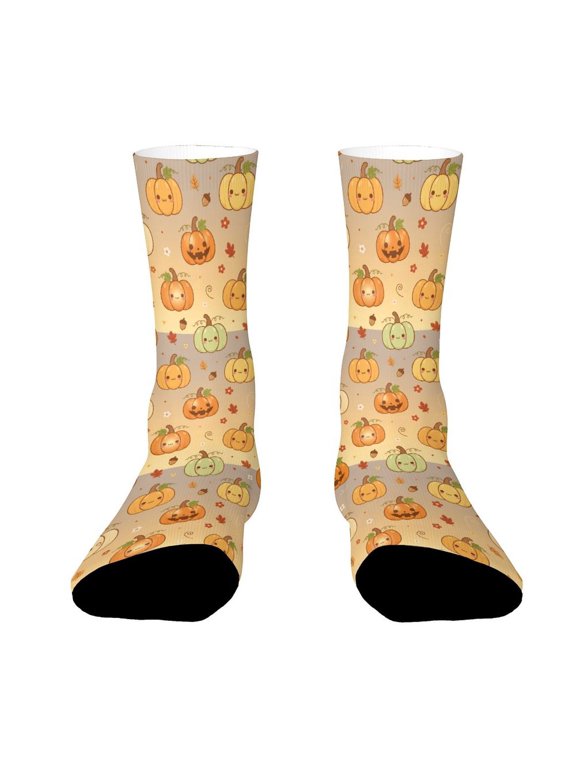 Cute Many Pumpkin Funny Novelty Crew Socks for Women Men Sports