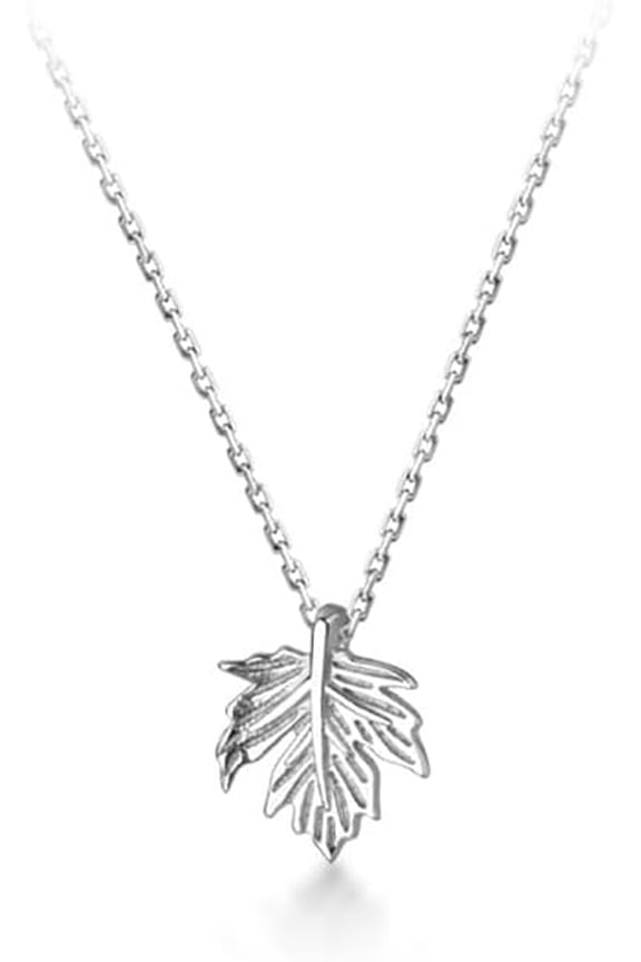 Cute Maple Leaf 925 Sterling Silver Pendant Necklace for Women Autumn Fall Leaves Adjustable Chain Choker Necklaces Minimalist Christmas Jewelry Gifts Thanksgiving