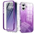 thumbnail image 1 of Cute Marble Case for iPhone 16 Built with Screen Protector,  [Military Grade Drop Tested] Stylish Full Body Shockproof Protective Rugged TPU Case Wireless Charging for Women/Girls,Purple, 1 of 6