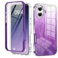 thumbnail image 1 of Cute Marble Case for iPhone 16 Plus Built with Screen Protector,  [Military Grade Drop Tested] Stylish Full Body Shockproof Protective Rugged TPU Case Wireless Charging for Women/Girls,Purple, 1 of 6