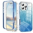 thumbnail image 1 of Cute Marble Case for iPhone 16 Pro Built with Screen Protector,  [Military Grade Drop Tested] Stylish Full Body Shockproof Protective Rugged TPU Case Wireless Charging for Women/Girls,Blue, 1 of 6