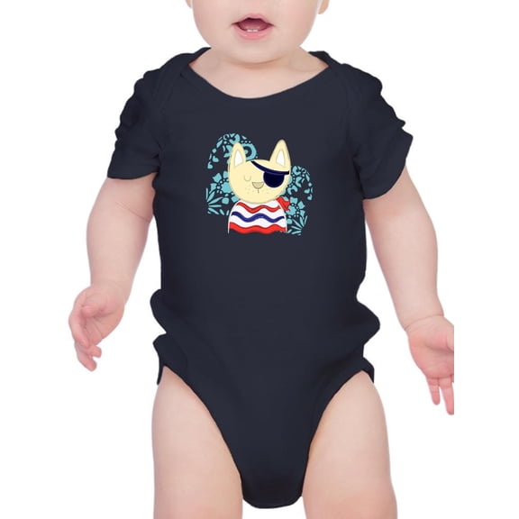 Cute Marine Cat Eyepatch Bodysuit Infant -Image by Shutterstock, 6 Months