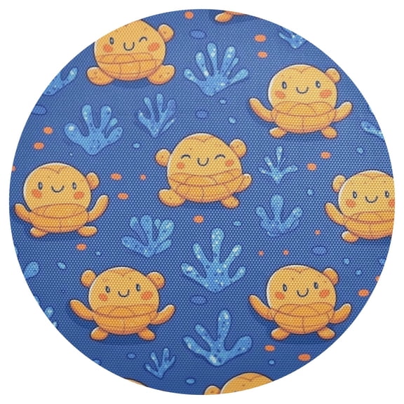 Cute Marine Creatures 4-Piece 15.4in Heat-Proof PVC Plate Mats, Easy Cut and Clean for Family Use