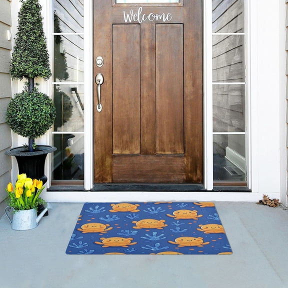 Cute Marine Creatures Outdoor Doormats NonSlip Bath Rugs Absorbent Muddy Dirt Resist Door Mats 32''x20''