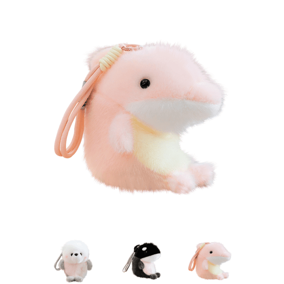 Cute Marine Stuffed Animals Plush Keychain, Fluffy Dolphin Seal Orca Stuffed Doll Pendant with Hand Strap, Soft Mini Sea Creature Plushies, Backpack Charm Christmas Gift for Girls Pink