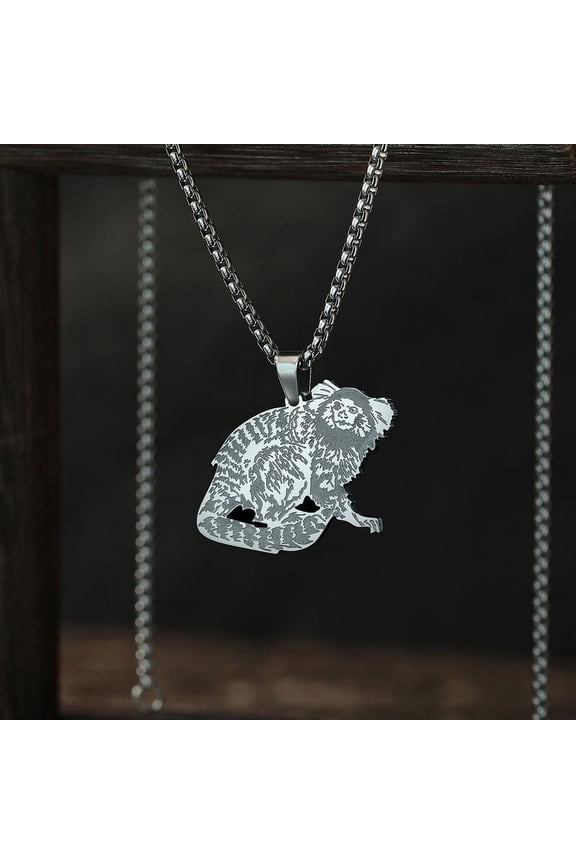 Cute Marmoset Monkey Pendant Necklace Stainless Steel Animal Necklaces for Women Men Birthday Party Gift