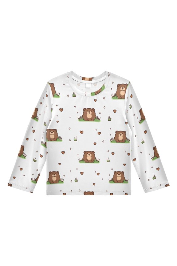 Cute Marmot Pattern Boys' Rash Guard Shirts UPF 50 Plus Sun Protection Short Sleeve Swim Tees 5-6T