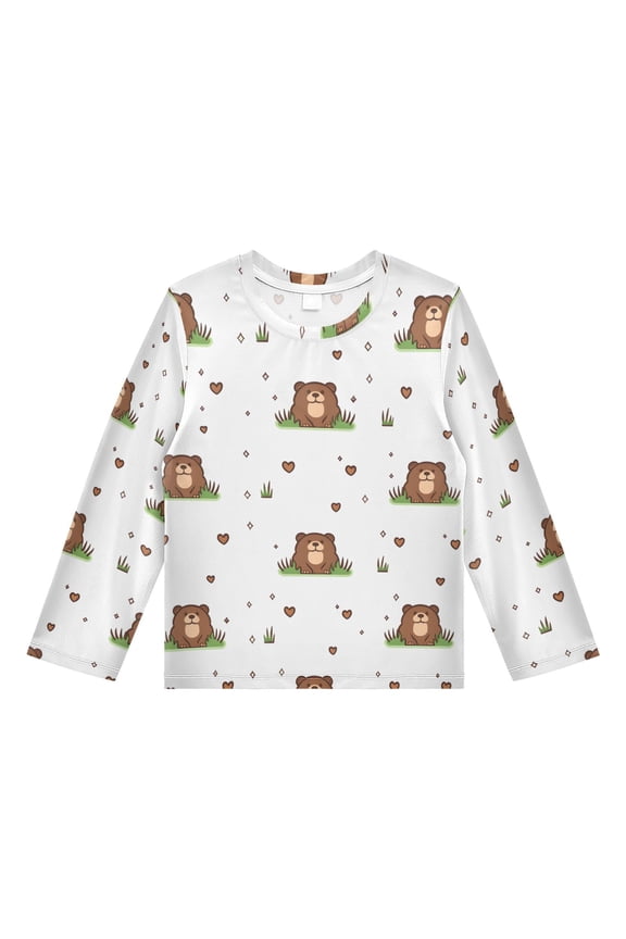 Cute Marmot Pattern Boys' Rash Guard Shirts UPF 50 Plus Sun Protection Short Sleeve Swim Tees 9-10T