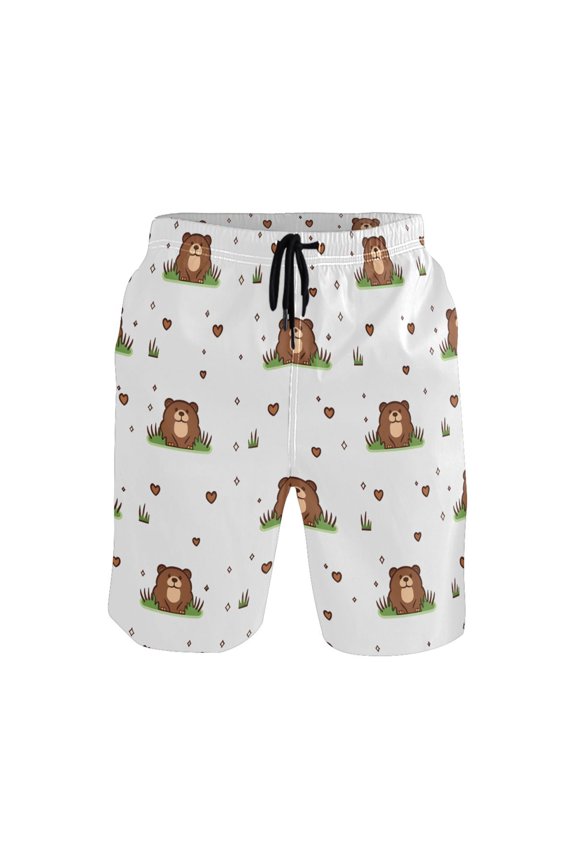 Cute Marmot Pattern Mens Swim Trunks Quick Dry Board Shorts Breathable Fit Beach Shorts Swimwear