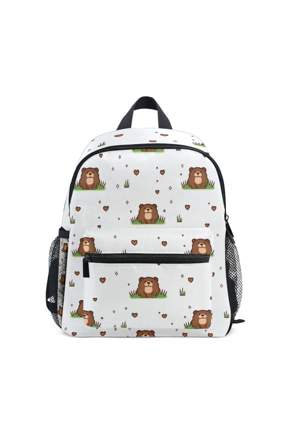 Cute Marmot Pattern Mini Backpack Cute Small Backpack with Chest Strap and Whistle Ages 3-8